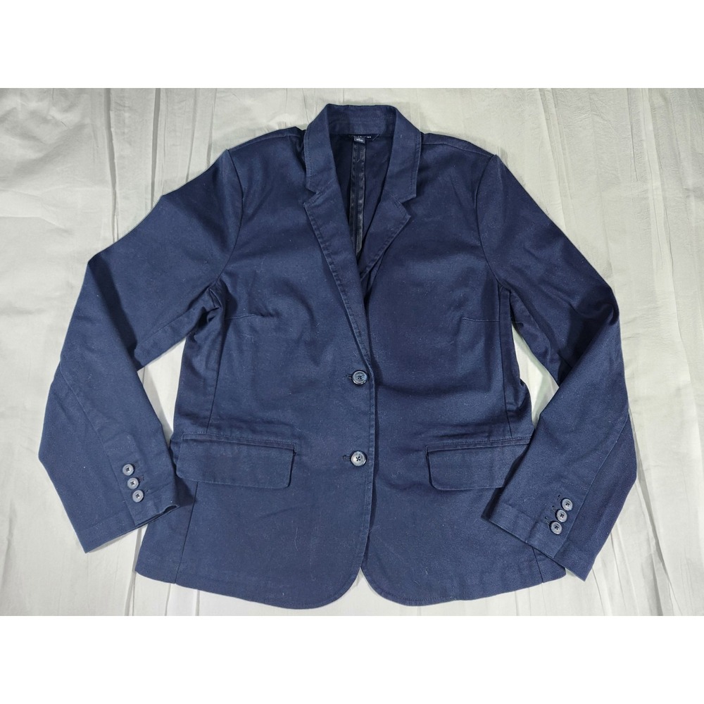 Tommy Hilfiger Blazer Jacket Womens 12 Navy Blue Career Work Preppy Buttons
